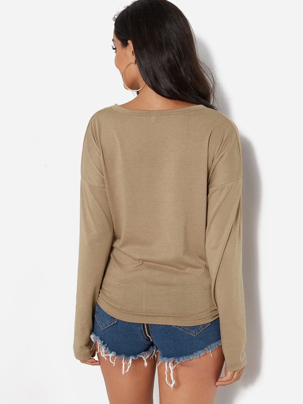 Custom V-Neck Leopard Khaki T-Shirts