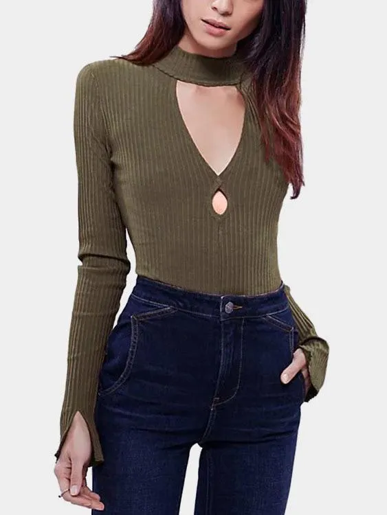 Custom V-Neck Long Sleeve Army Green T-Shirts