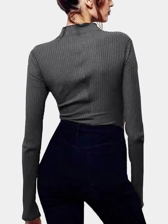 Custom V-Neck Long Sleeve Deep Grey T-Shirts