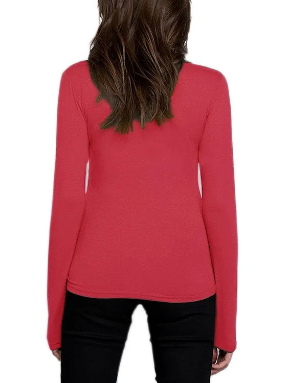 Custom V-Neck Long Sleeves Self-tie Design T-shirt