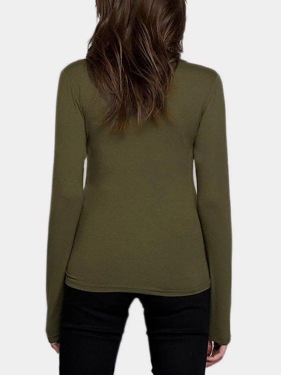 Custom V-Neck Long Sleeves Self-tie Design T-shirt