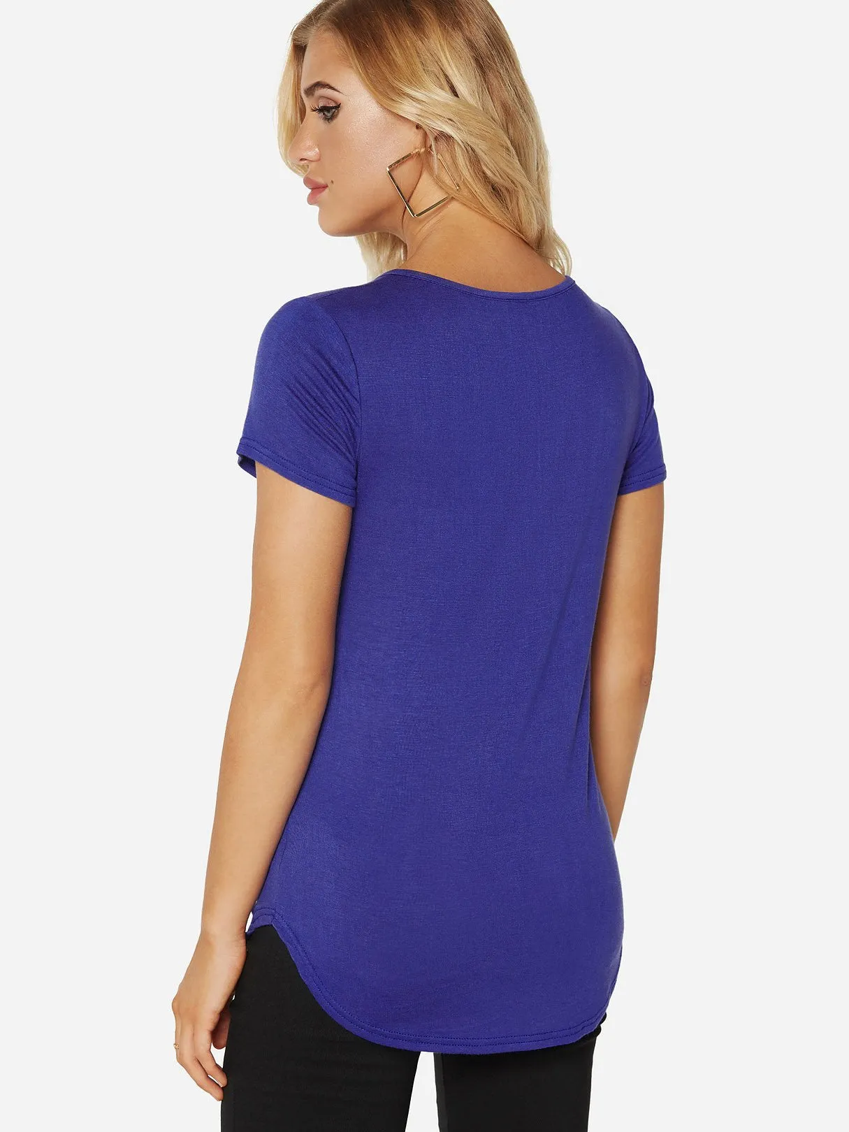 Custom V-Neck Plain Crossed Front Short Sleeve Tee