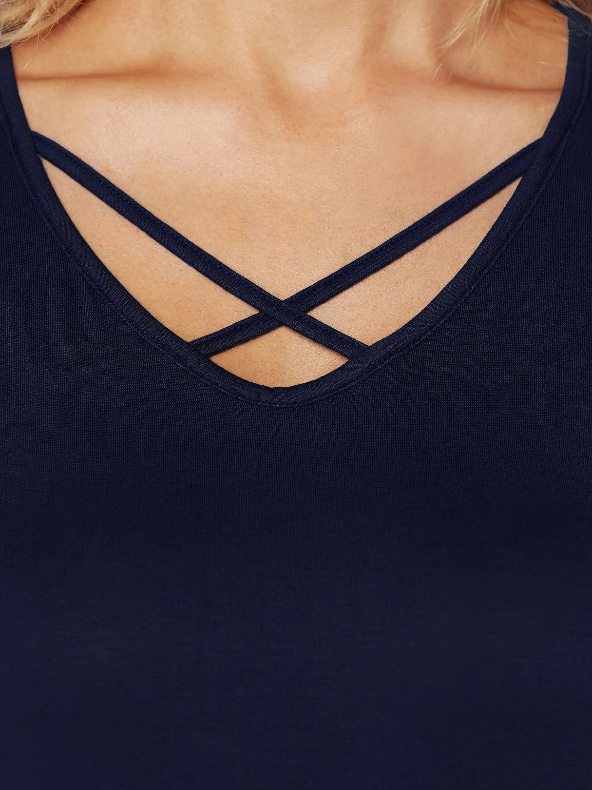 Custom V-Neck Plain Crossed Front Short Sleeve Tee