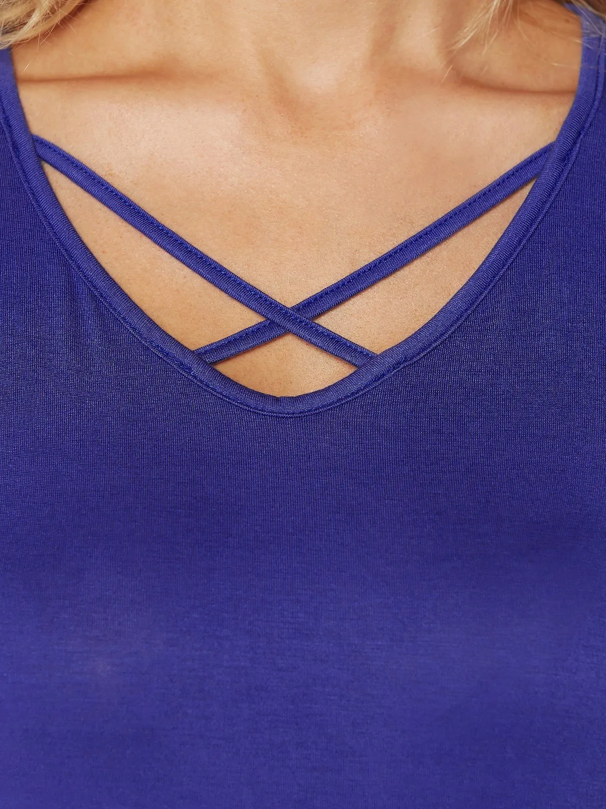 Custom V-Neck Plain Crossed Front Short Sleeve Tee