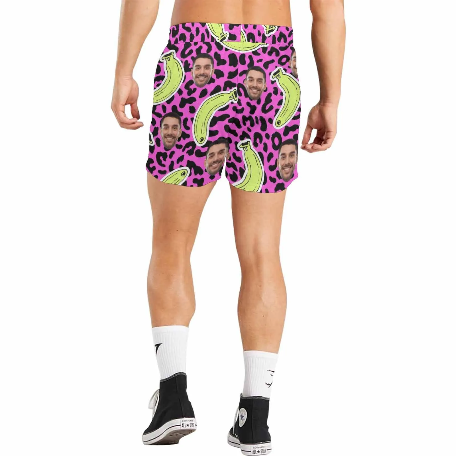 Customized Swim Trunks with Custom Face Design Funny Banana Men's Quick Dry Swim Shorts