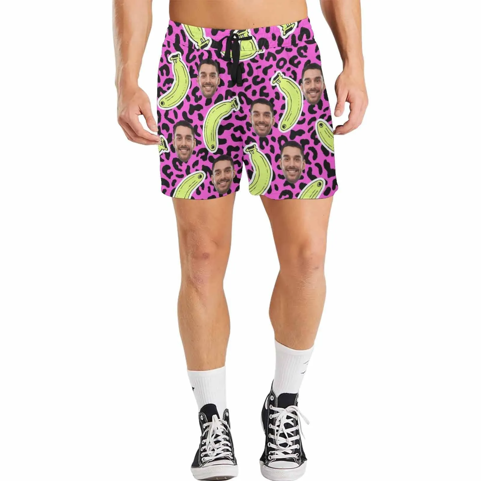 Customized Swim Trunks with Custom Face Design Funny Banana Men's Quick Dry Swim Shorts