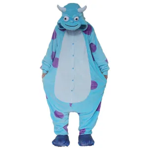 Cute Blue Dinosaur Cartoon Cosplay Unisex Flannel Nightwear