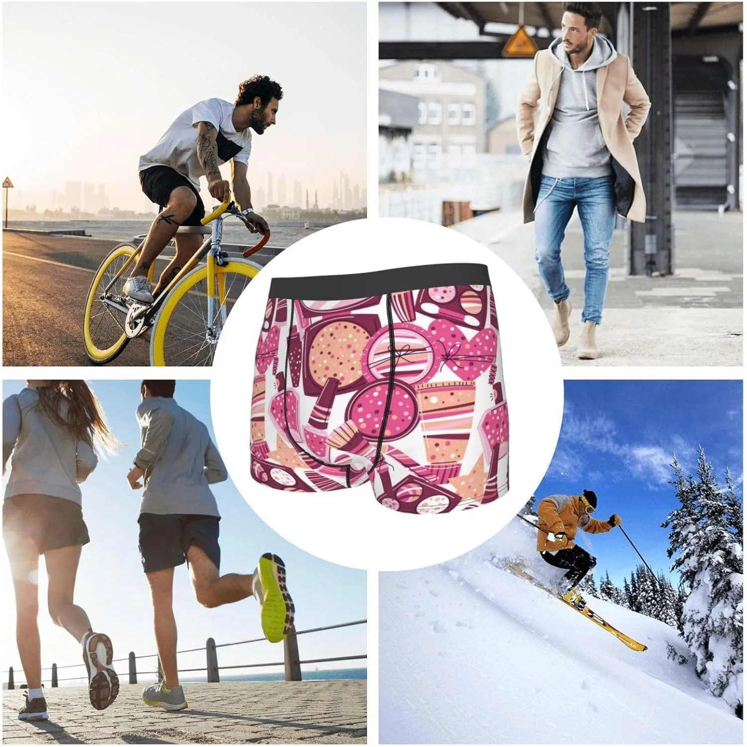 Cute Girl Print Boxer Briefs For Men Breathable Underwear-