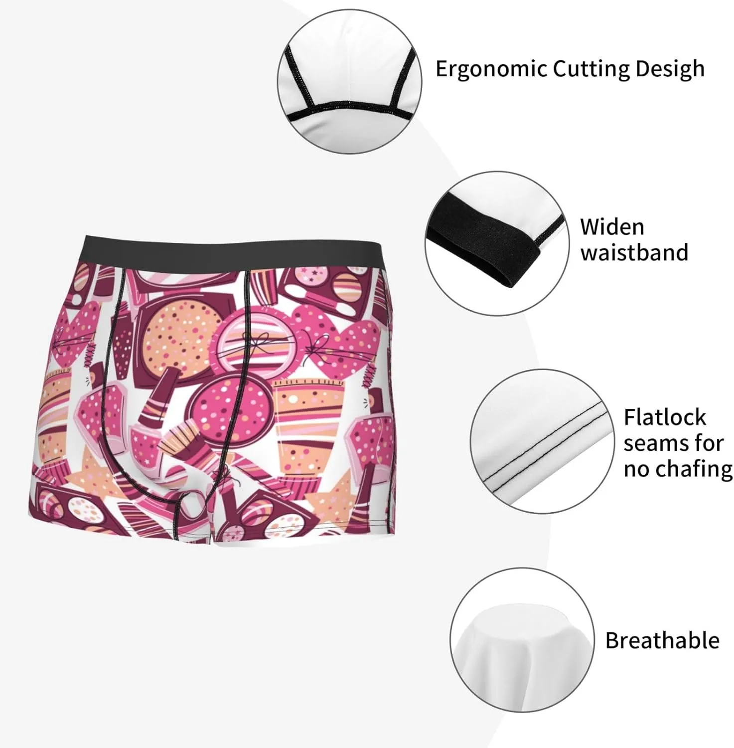 Cute Girl Print Boxer Briefs For Men Breathable Underwear-