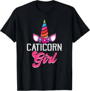 Cute Unicorn Graphic Tees - Caticorn Girl T-Shirt