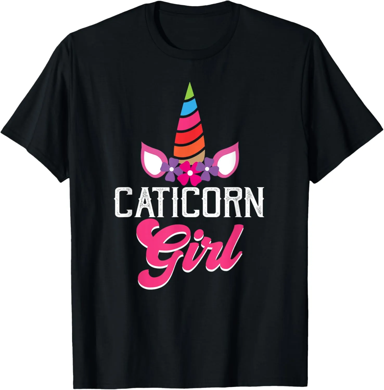 Cute Unicorn Graphic Tees - Caticorn Girl T-Shirt