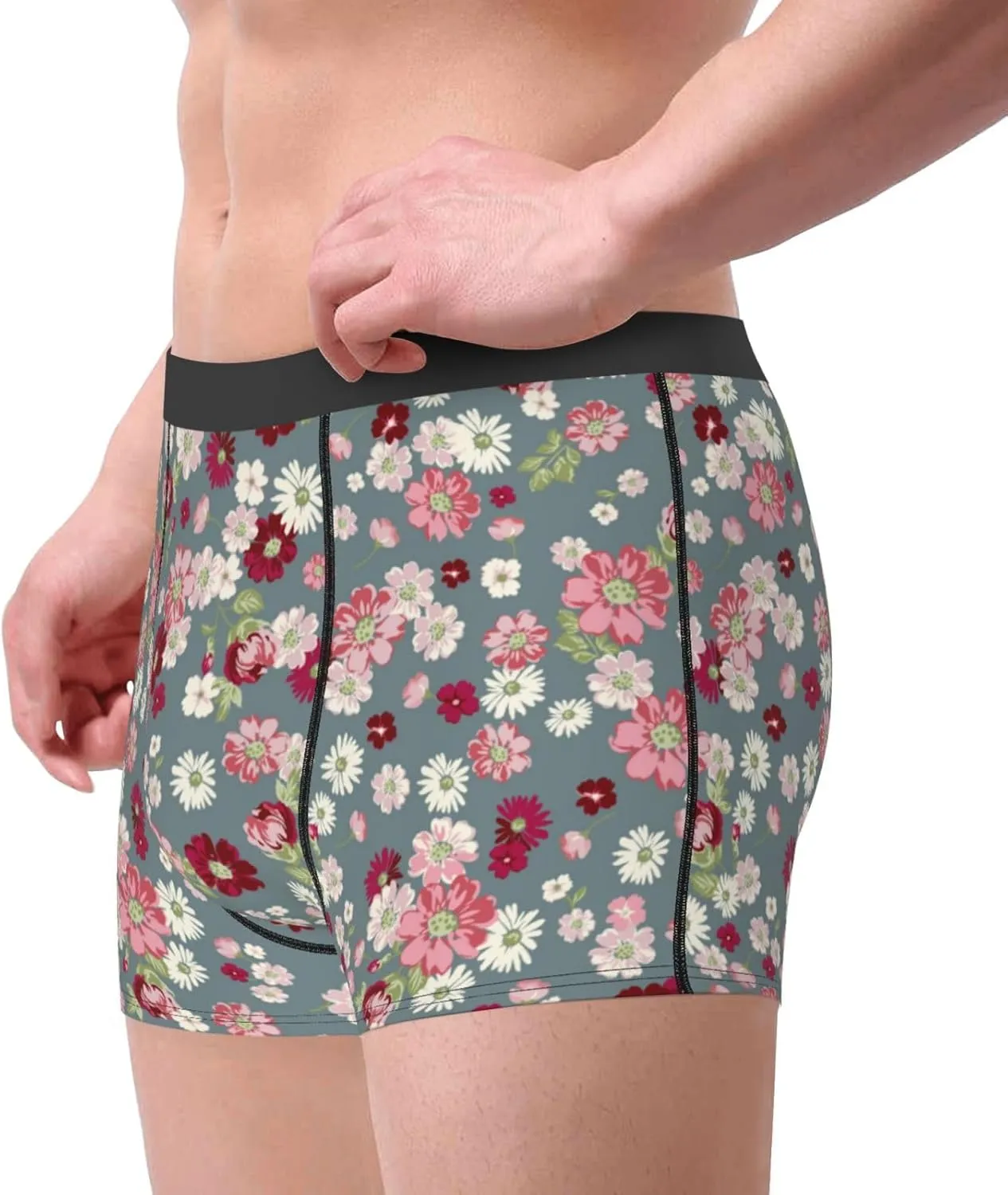 Daisies Flowers Print Boxer Briefs For Men Breathable Underwear-