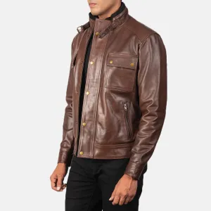 Darren Brown Leather Biker Jacket Up to 5XL
