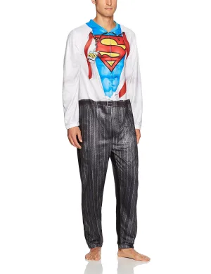 DC Comics Superman Clark Kent Men's Cosplay Union Suit, White,