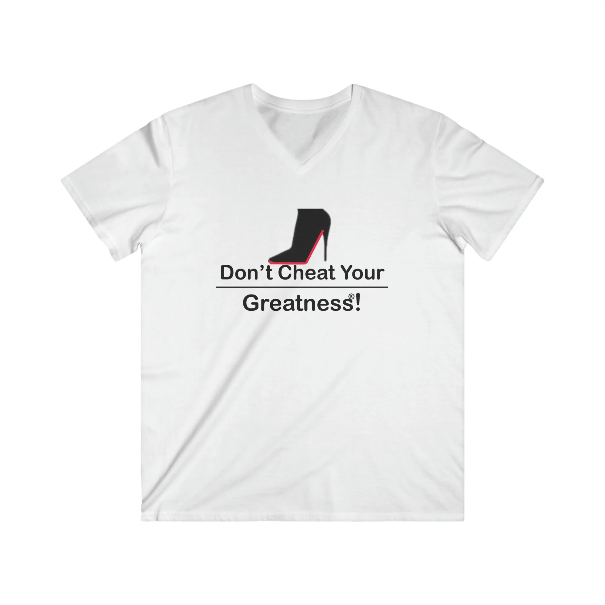 DCYG Black Red Bottoms Fitted V-Neck Short Sleeve Tee