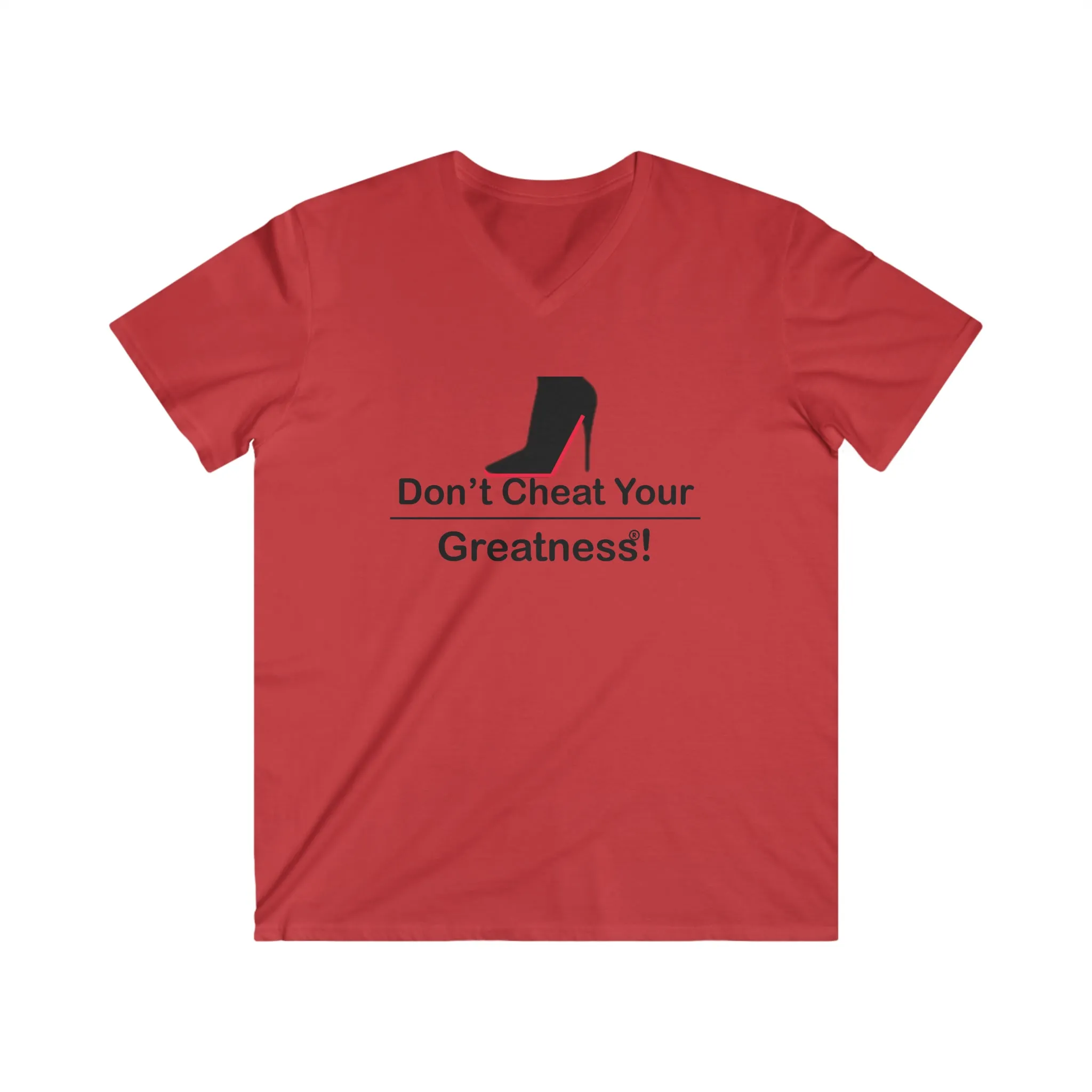 DCYG Black Red Bottoms Fitted V-Neck Short Sleeve Tee