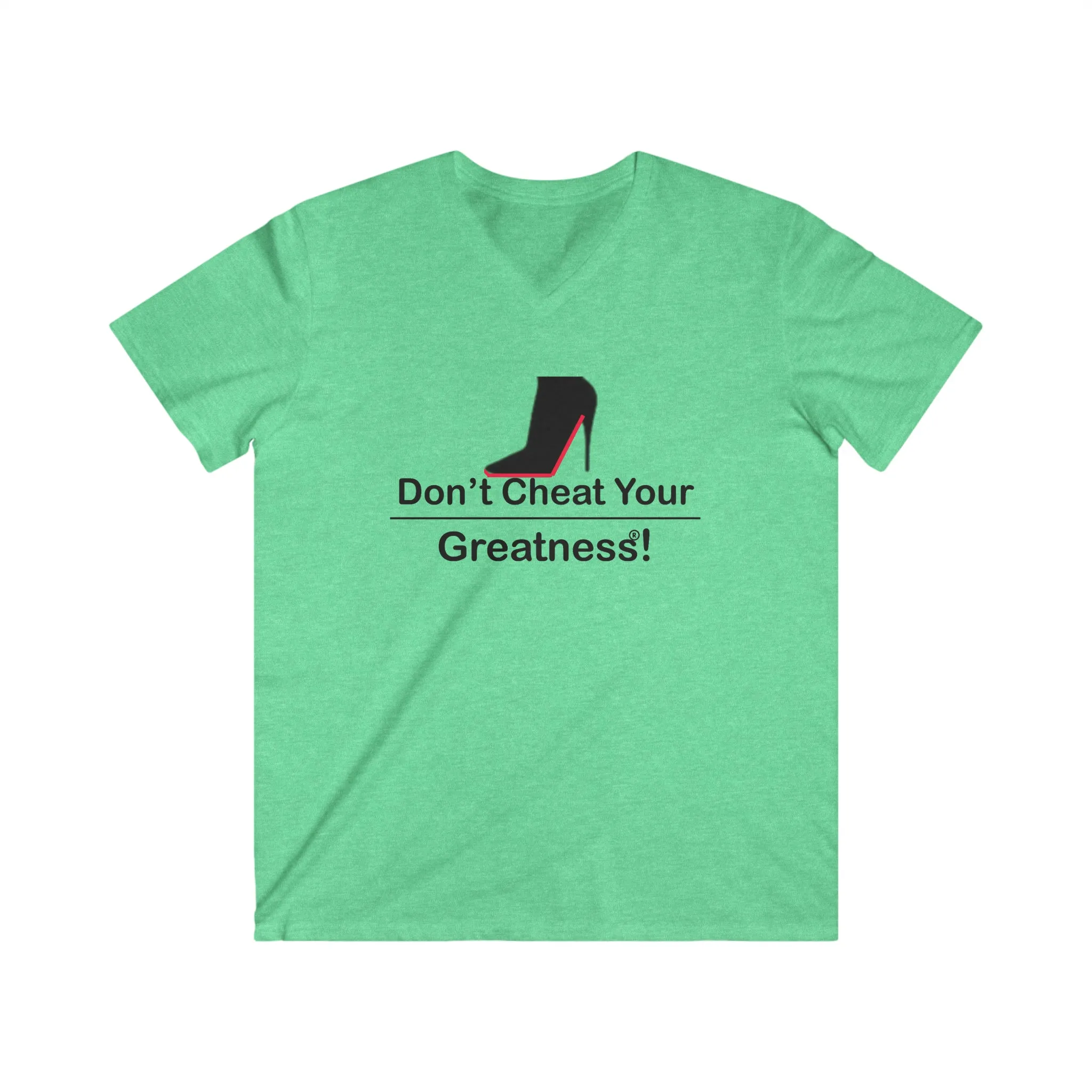 DCYG Black Red Bottoms Fitted V-Neck Short Sleeve Tee