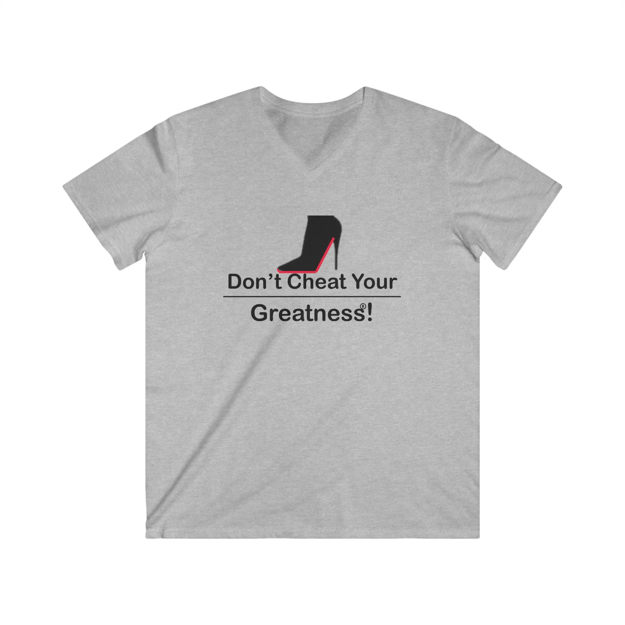 DCYG Black Red Bottoms Fitted V-Neck Short Sleeve Tee