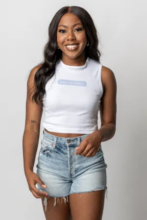 Delete my number crop tank top white