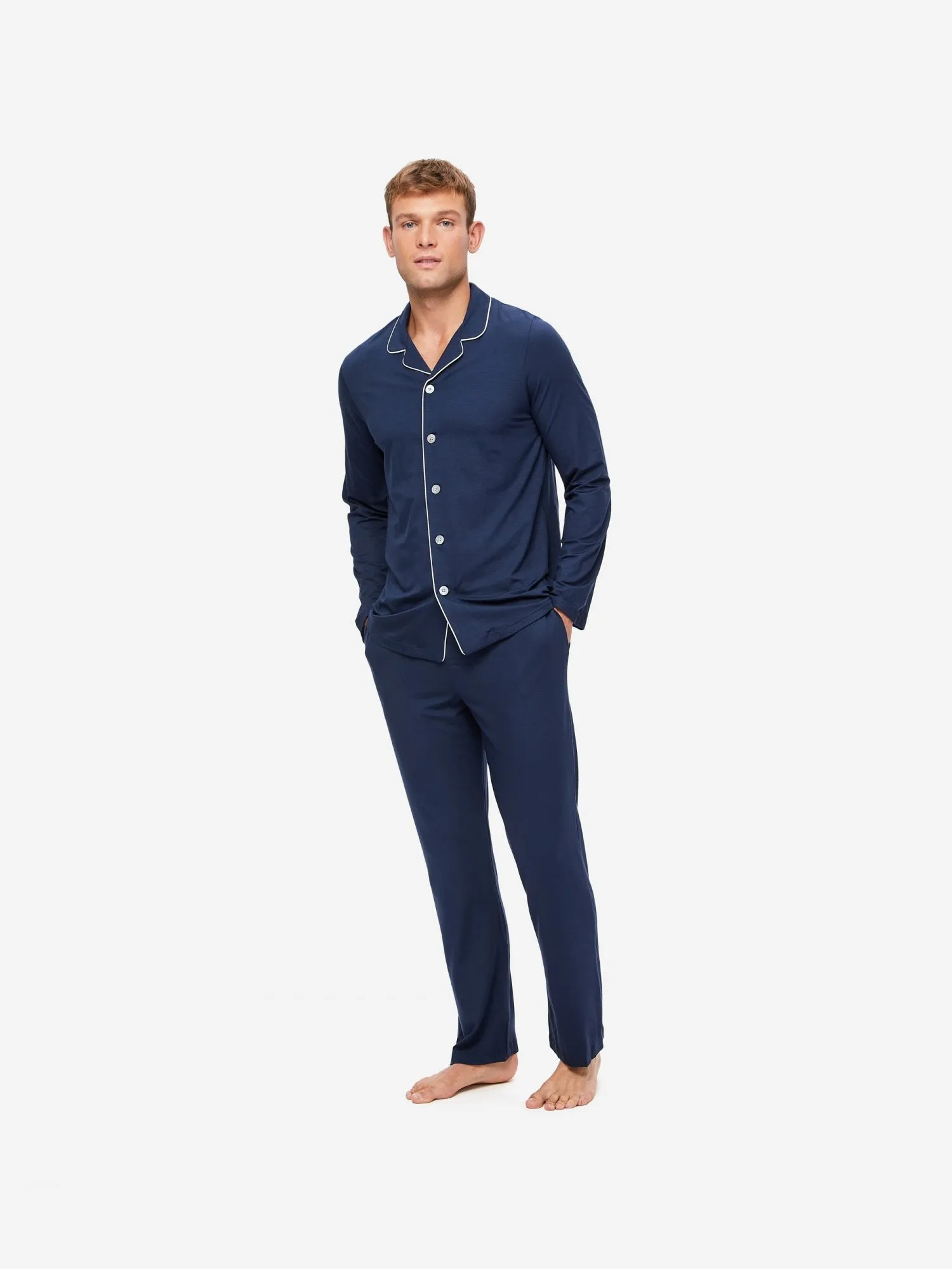 DEREK ROSE BASEL 1 MEN'S JERSEY PAJAMA SET - NAVY