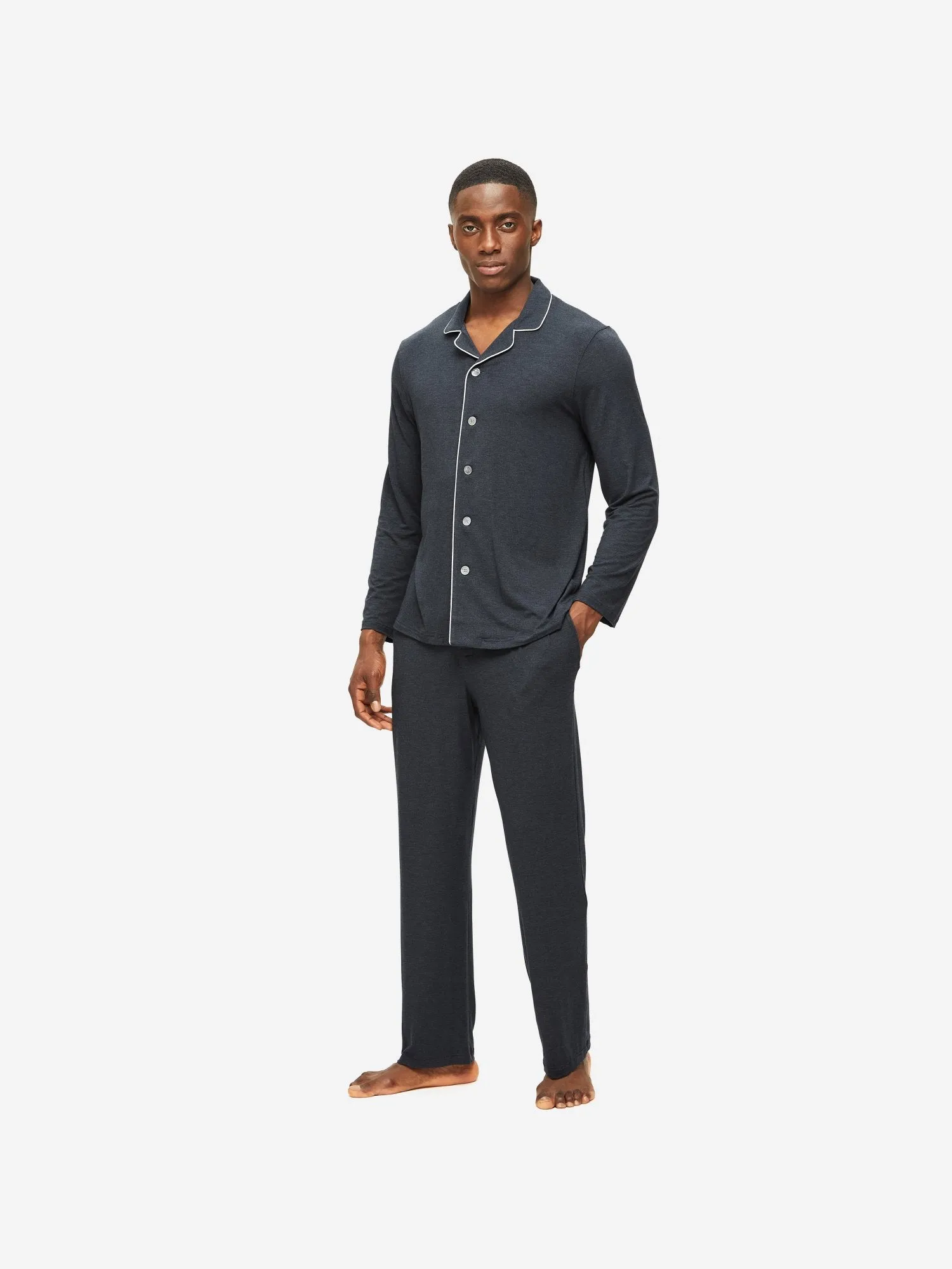 DEREK ROSE MARLOWE 1 MEN'S PAJAMA SET - ANTHRACITE
