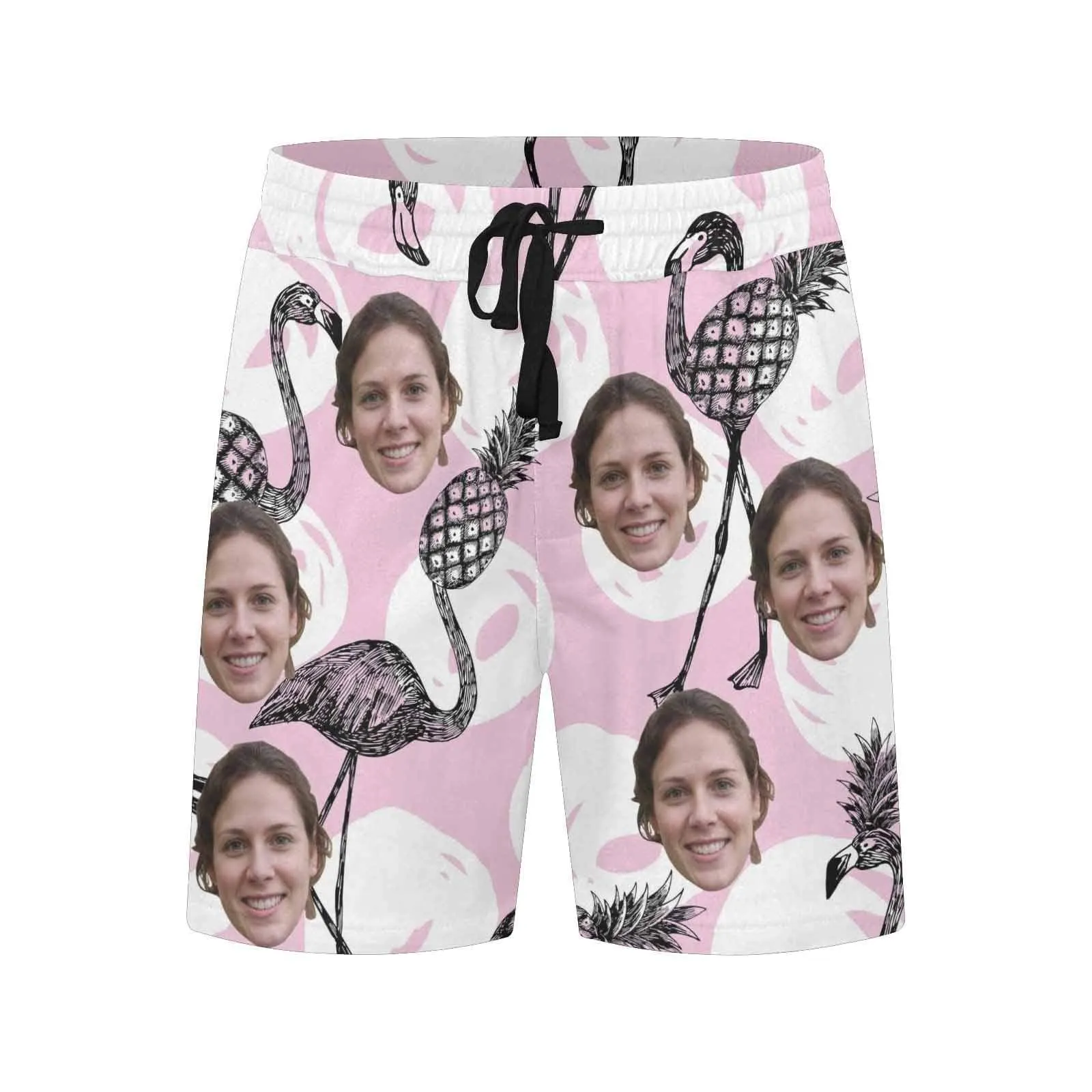 Design Your Own Swim Trunks with Custom Face Personalized Flamingos Pineapple Men's Quick Dry Swim Shorts