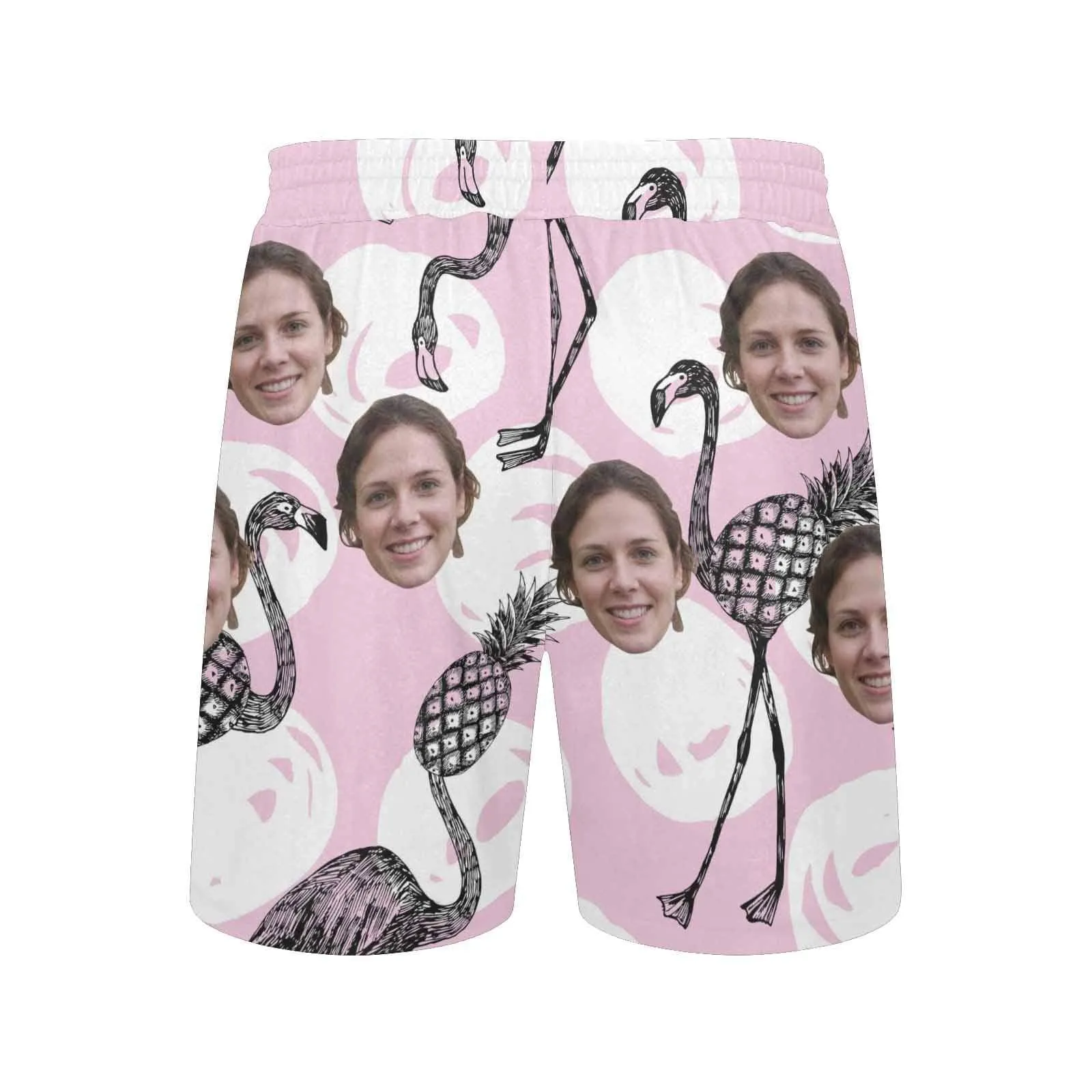 Design Your Own Swim Trunks with Custom Face Personalized Flamingos Pineapple Men's Quick Dry Swim Shorts