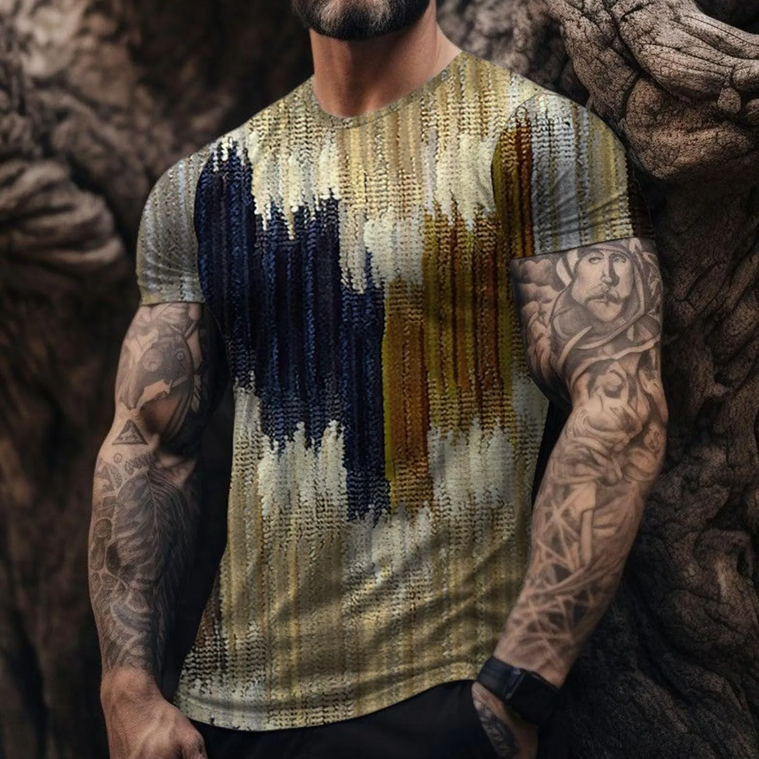 Designer Graphic Tees Men 2024 Vintage Africa Style Print Pullover Tops Summer Sport Fitness Short Sleeve Tee Shirt
