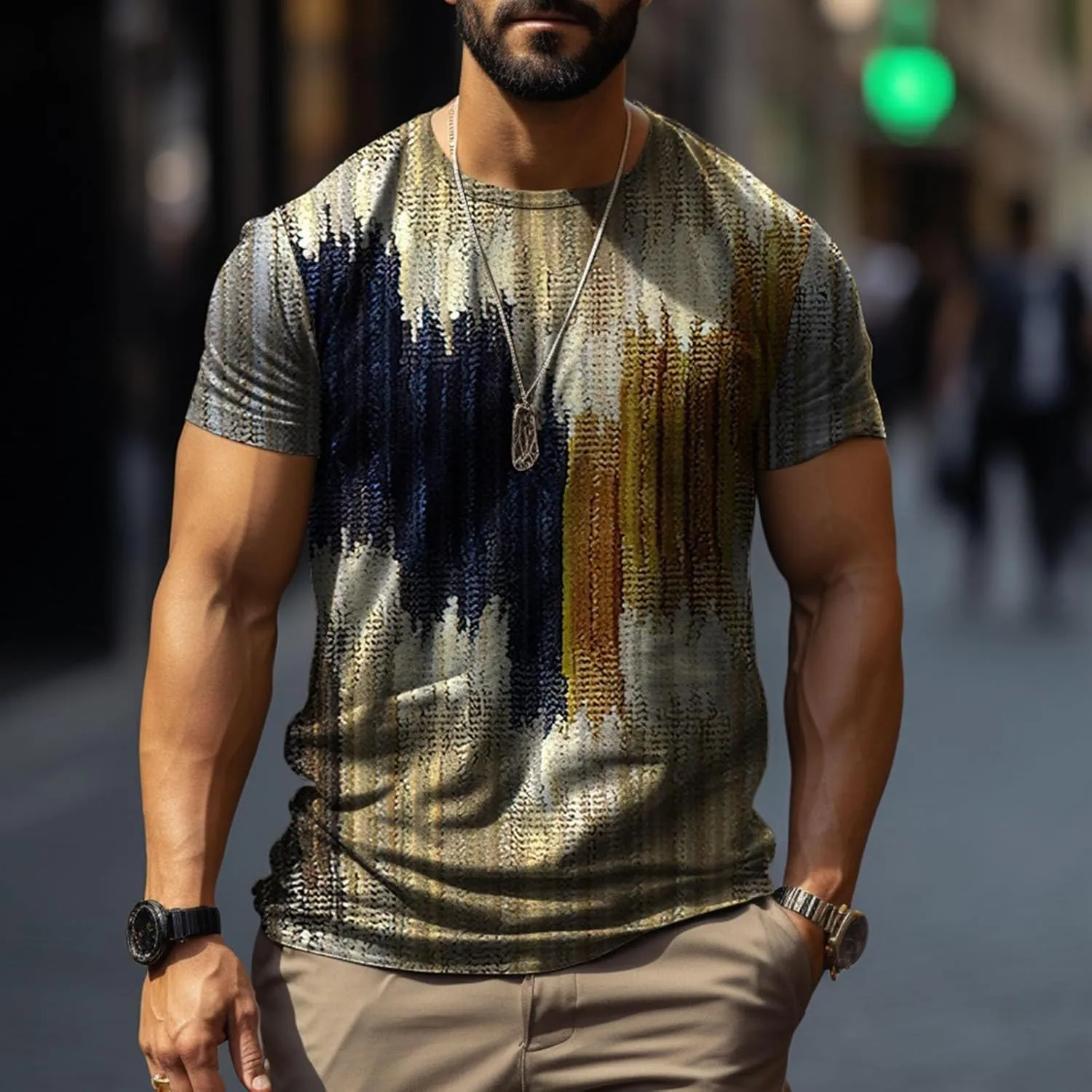 Designer Graphic Tees Men 2024 Vintage Africa Style Print Pullover Tops Summer Sport Fitness Short Sleeve Tee Shirt