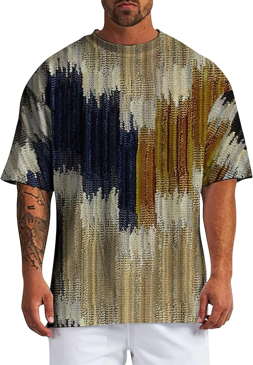 Designer Graphic Tees Men 2024 Vintage Africa Style Print Pullover Tops Summer Sport Fitness Short Sleeve Tee Shirt
