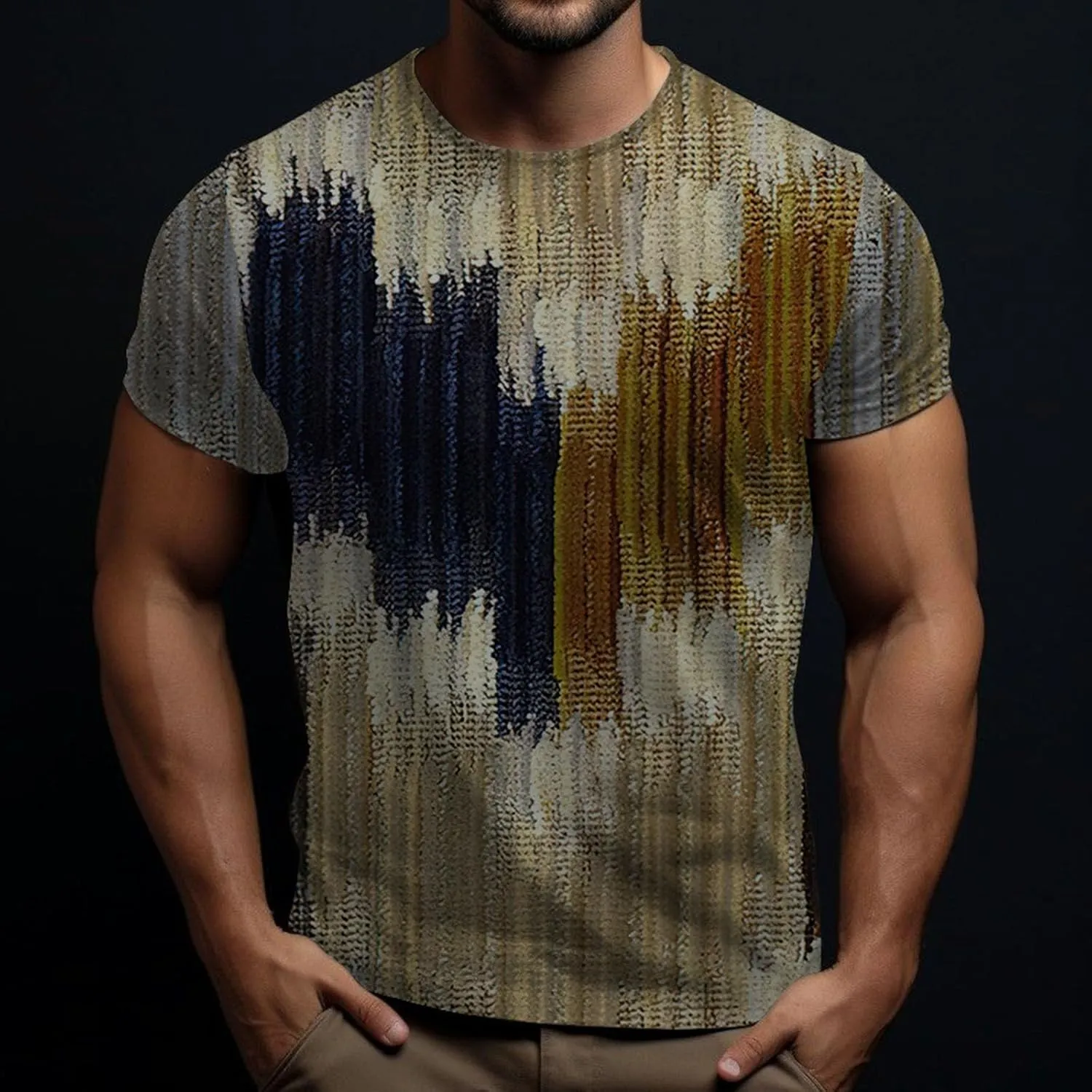 Designer Graphic Tees Men 2024 Vintage Africa Style Print Pullover Tops Summer Sport Fitness Short Sleeve Tee Shirt