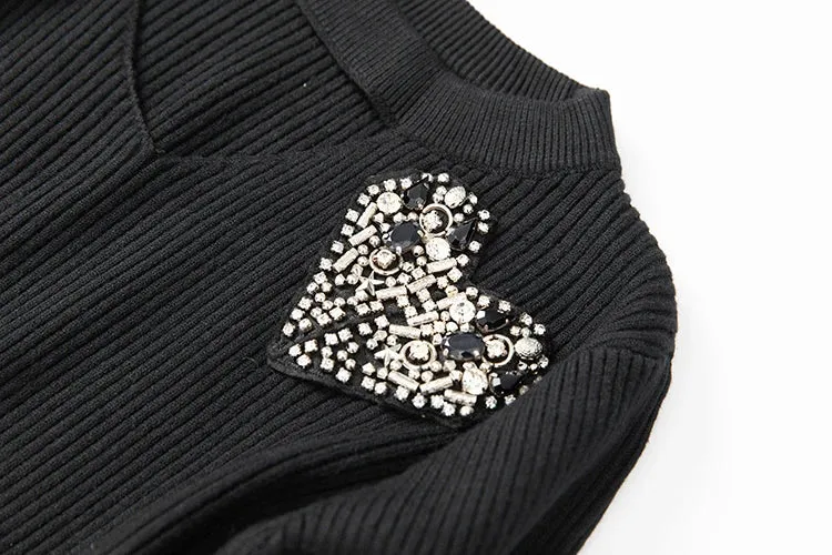 Diamonds Beaded Elastic Waist Skirt Dress