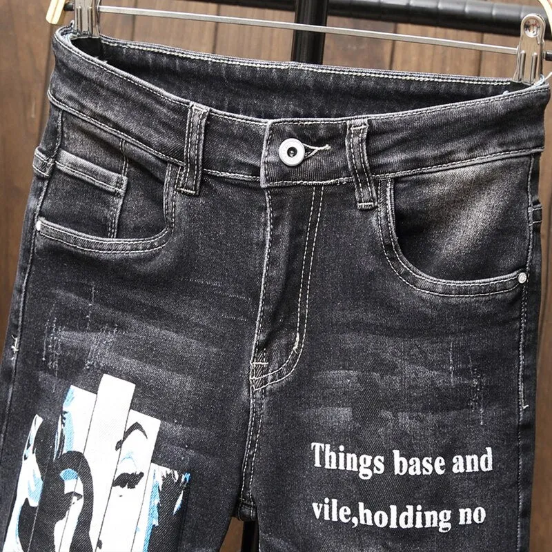 Distressed Patchwork Black Denim Jeans