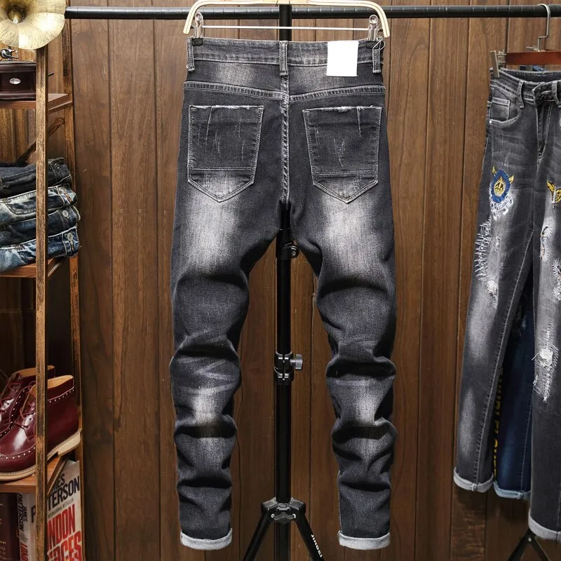Distressed Patchwork Black Denim Jeans