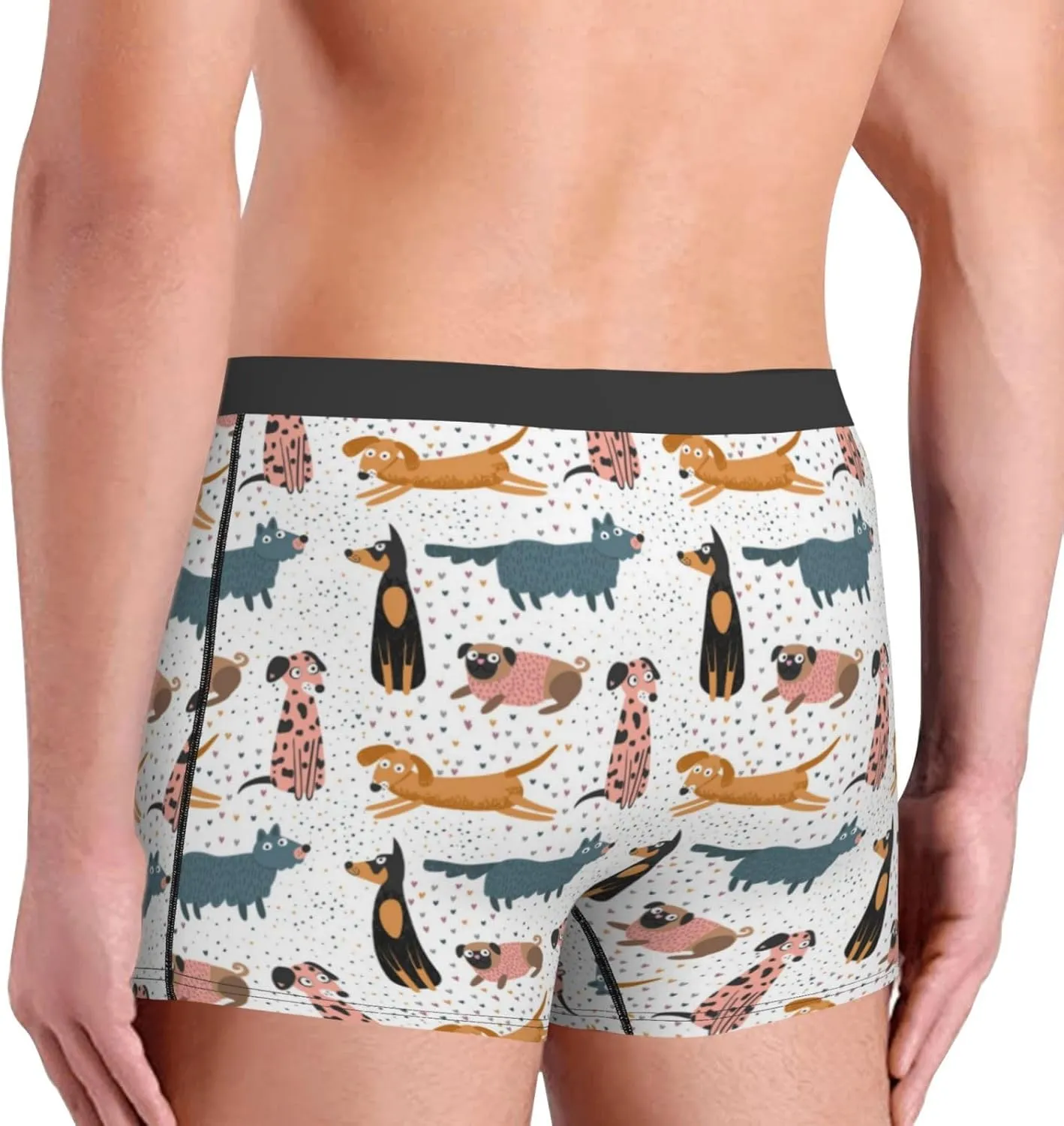 Dogs Pug Print Boxer Briefs For Men Breathable Underwear-