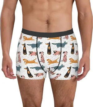 Dogs Pug Print Boxer Briefs For Men Breathable Underwear-