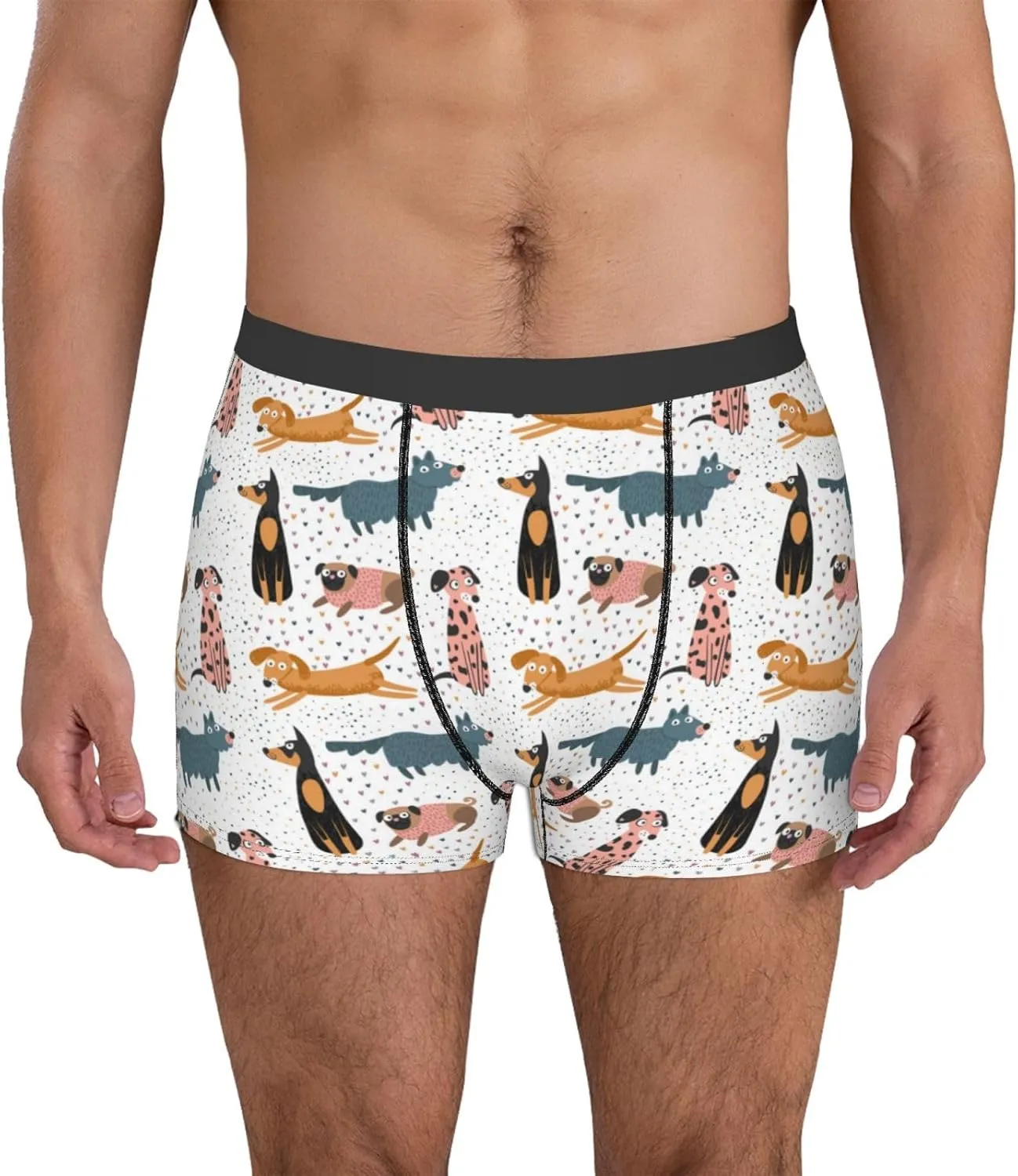 Dogs Pug Print Boxer Briefs For Men Breathable Underwear-