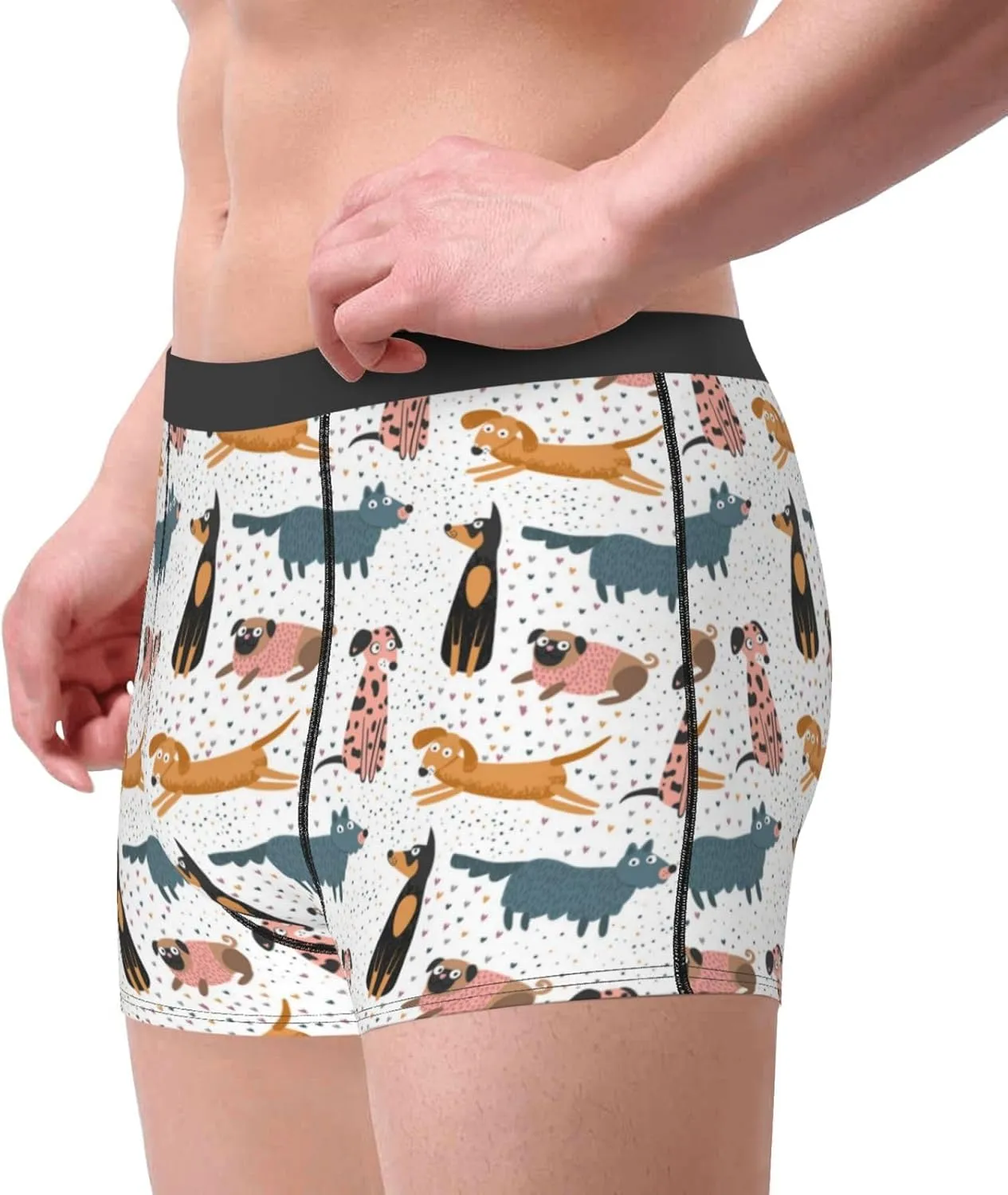 Dogs Pug Print Boxer Briefs For Men Breathable Underwear-