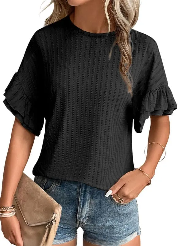 Dokotoo Women's Casual Summer T Shirts Short Sleeve Crew Neck Tops Tshirts