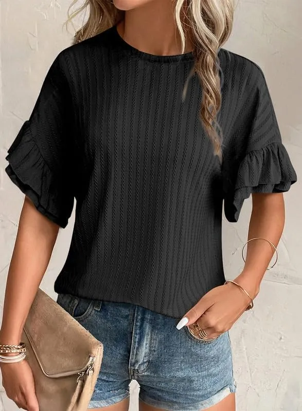 Dokotoo Women's Casual Summer T Shirts Short Sleeve Crew Neck Tops Tshirts