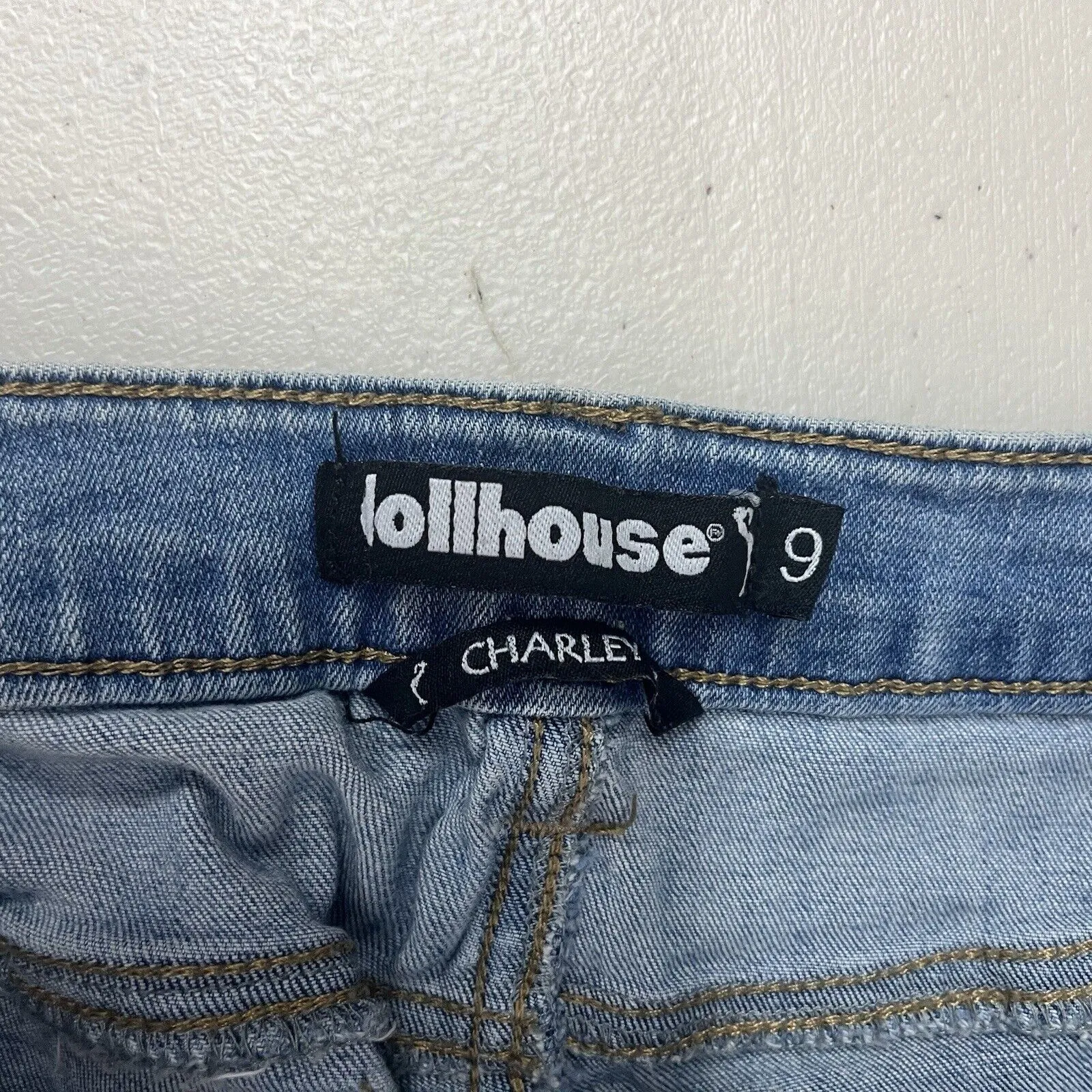 Dollhouse Women's Charley Jeans Size 9 Medium Wash Blue Distressed Skinny