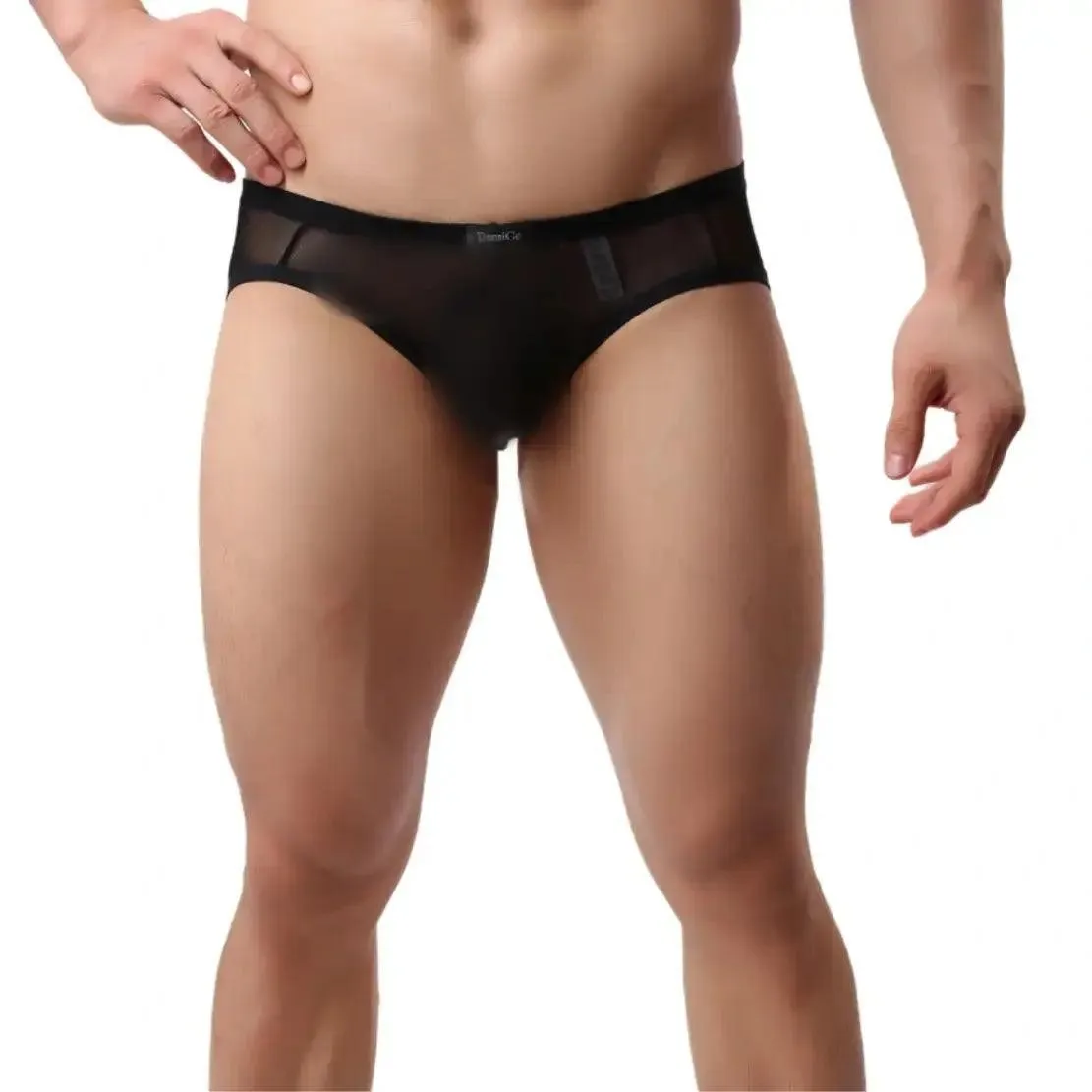 DomiGe Men's Sheer Briefs with Contoured Pouch and Logo Waistband