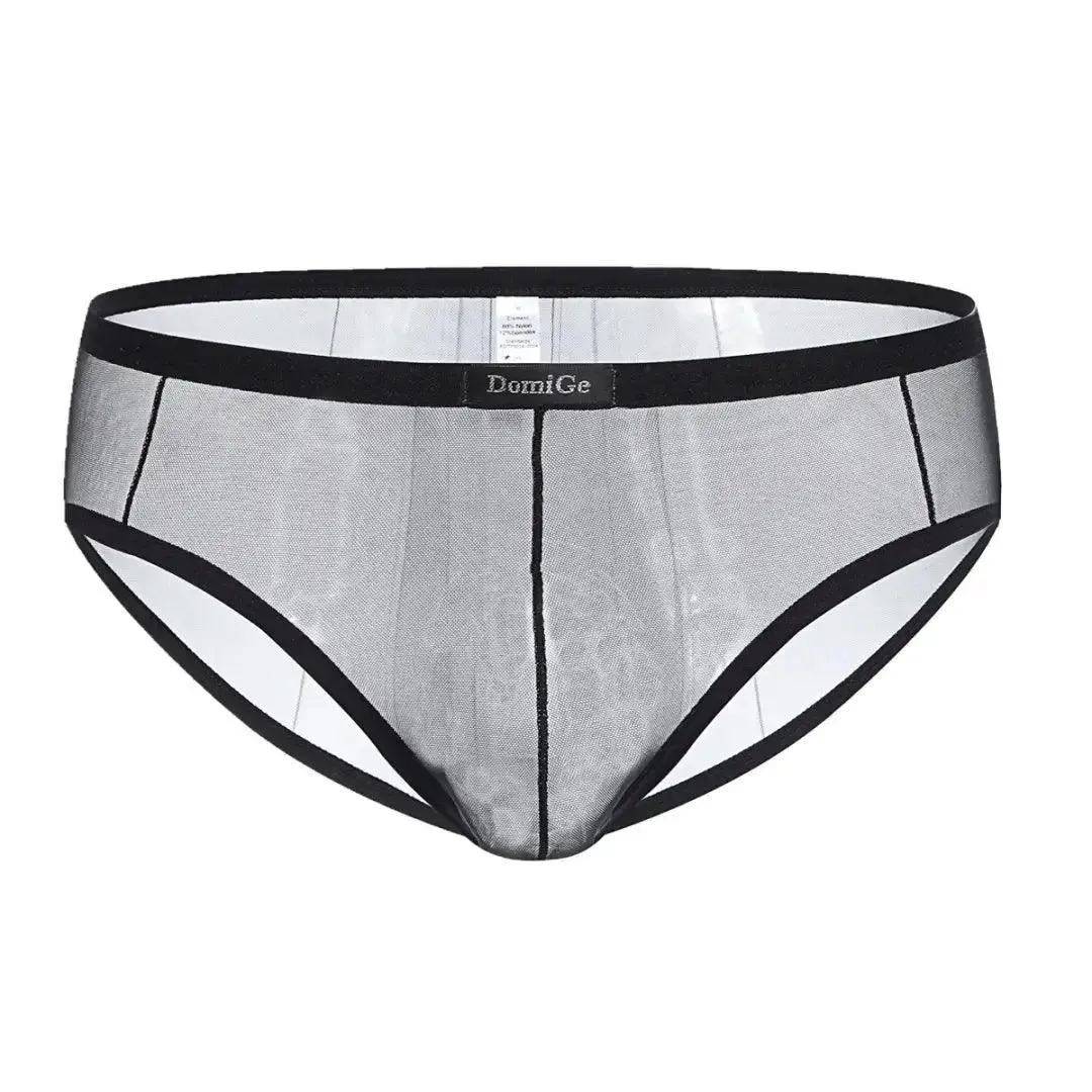 DomiGe Men's Sheer Briefs with Contoured Pouch and Logo Waistband