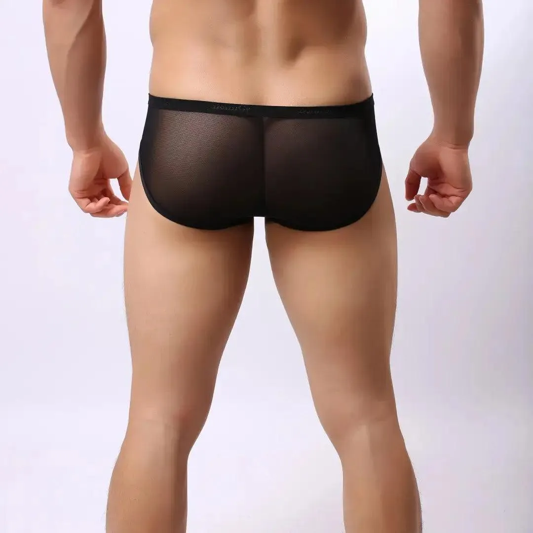 DomiGe Men's Sheer Briefs with Contoured Pouch and Logo Waistband