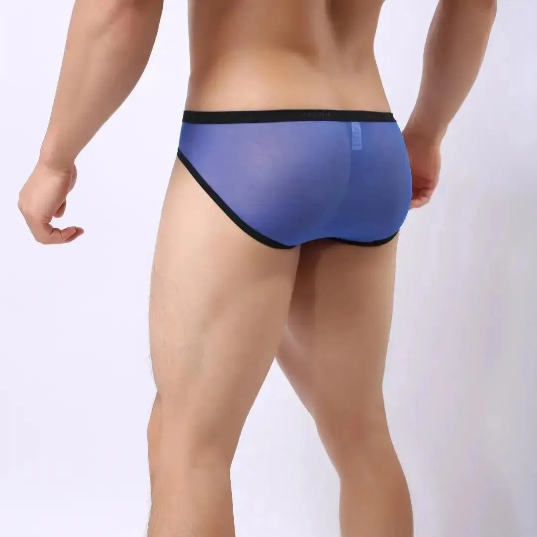 DomiGe Men's Sheer Briefs with Contoured Pouch and Logo Waistband