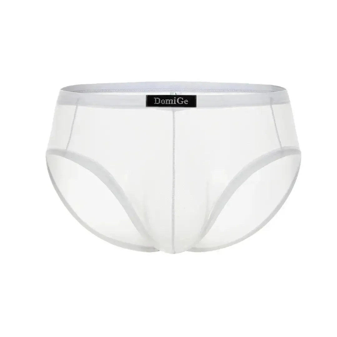 DomiGe Men's Sheer Briefs with Contoured Pouch and Logo Waistband
