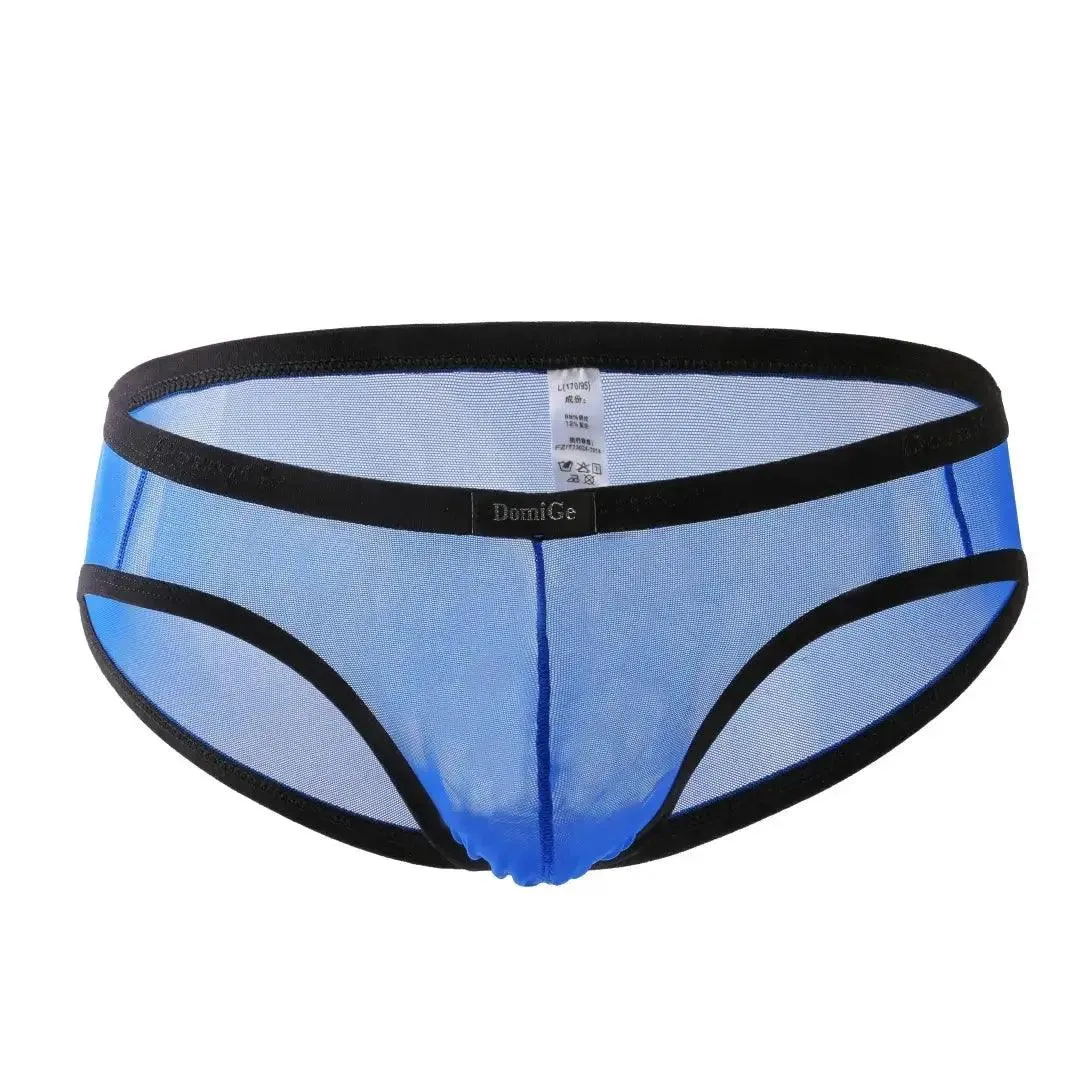DomiGe Men's Sheer Briefs with Contoured Pouch and Logo Waistband