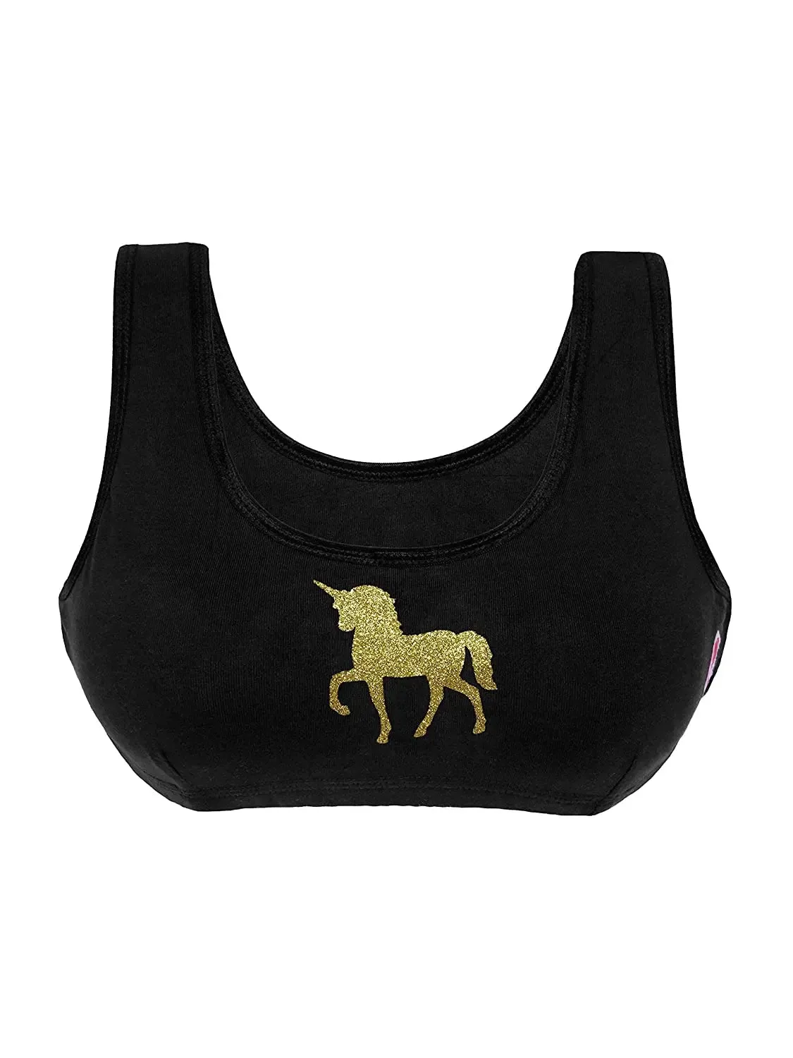Double-Layer Broad Strap Cotton Sports Bra | Non-Padded Bra | Printed Skin & Black Bra