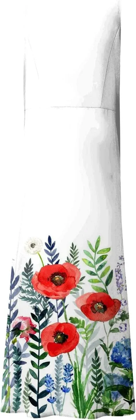 Dresses for Women 2025 Floral Print A-Line Sundress U Neck Sleeveless Tank Dress Trendy Boho Dress with Pockets