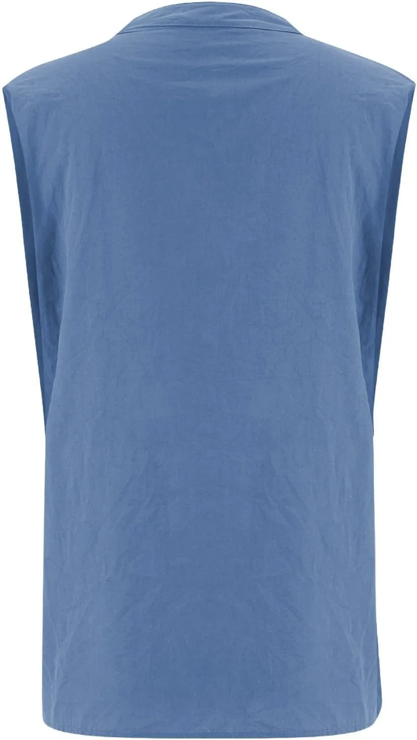 Dressy Tank Tops for Women Cotton Linen Sleeveless Button Down Shirts Trendy V Neck Blouses with Side Slit